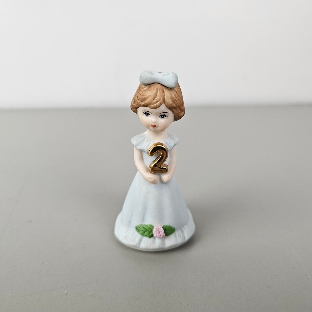 Enesco Growing Up Birthday Girls Brunette Age 2 Porcelain Figurine 1982